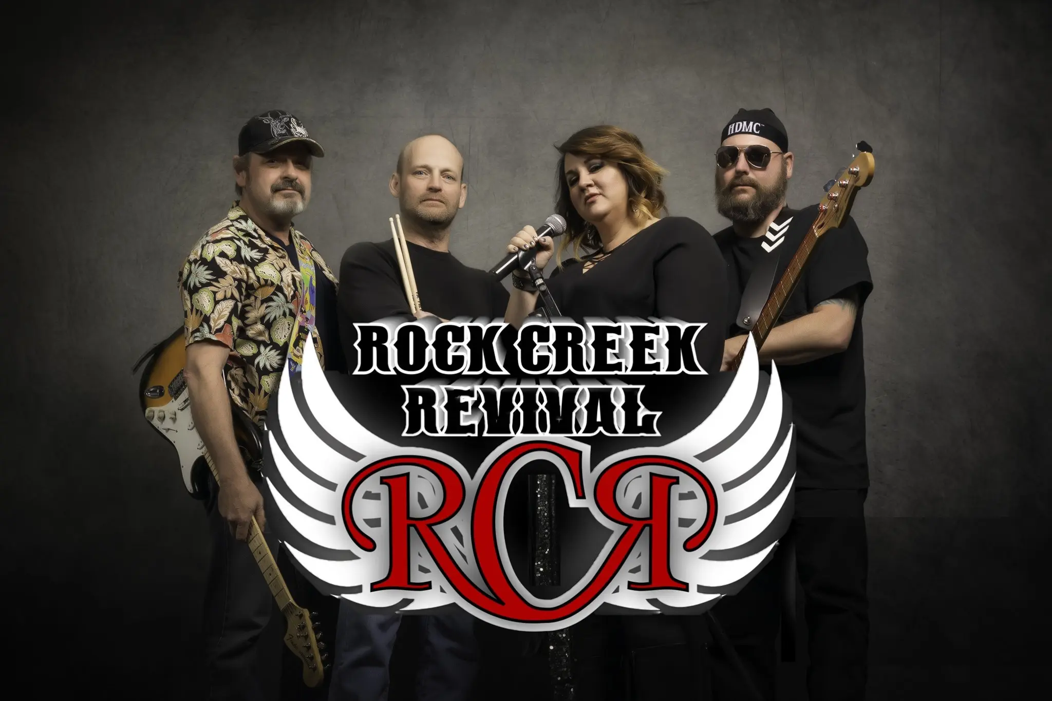 Rock Creek Revival band logo & four band members