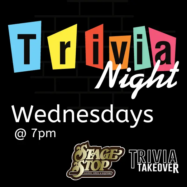 Trivia Night graphic with Takeover - Bismarck Logo
