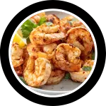 Plate of Jamaican jerk shrimp