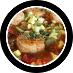 Seafood Santa Fe with shrimp, vegetables and green onions