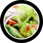 Side Salad with red onion, tomato and cucumber slices