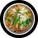 Bowl of chicken and vegetable soup