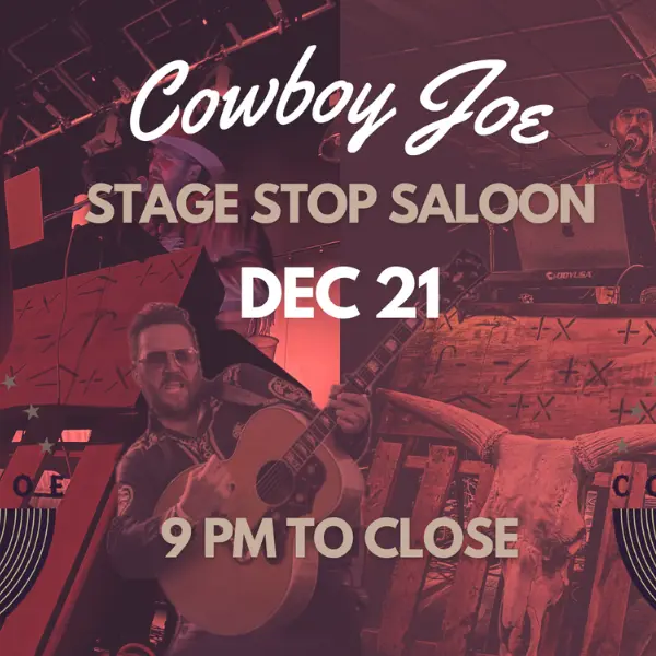 Cowboy Joe graphic with Joe Berger playing a guitar